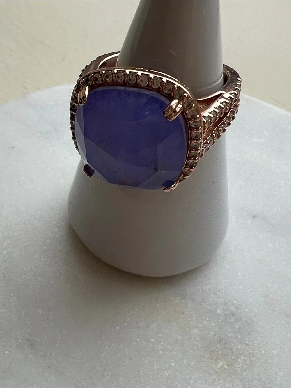 bp Rose Gold-Tone Ring with Lavender Cushion Stone
